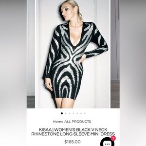NWOT MyKristi $165 Black and Rhinestone Women's Body-con Dress Size S